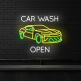 Car Wash Shop Open Neon Sign