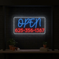 Custom Open Led Neon Sign With Phone Number