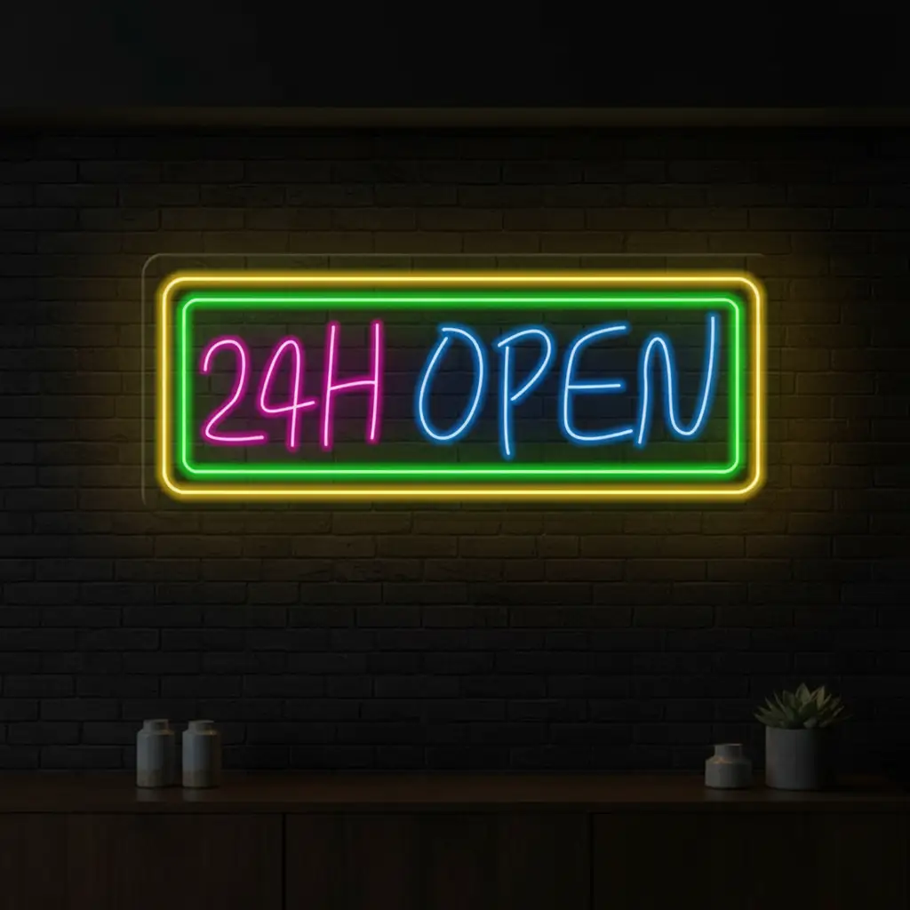 24 Hours Open Led Neon Sign Shop Decor Sign