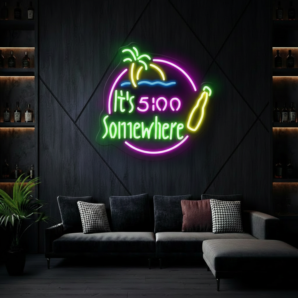 It's 5:00 Somewhere Bar Neon Sign - VN03 - Customneonstudio