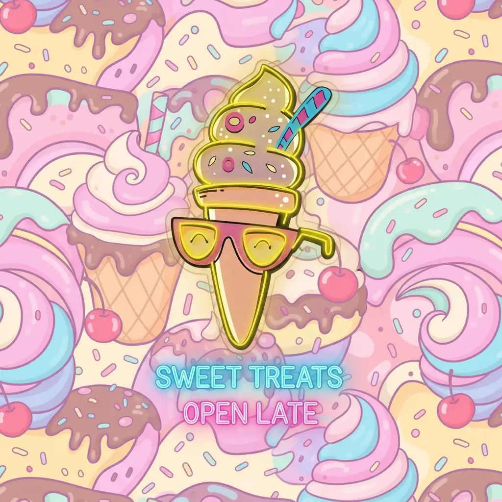Ice Cream Artwork Neon Sign Wall Decor Sign