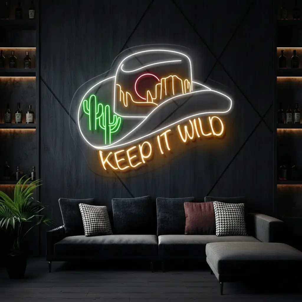 Western Desert Cowboy Hat Neon Sign Wall Decor Sign