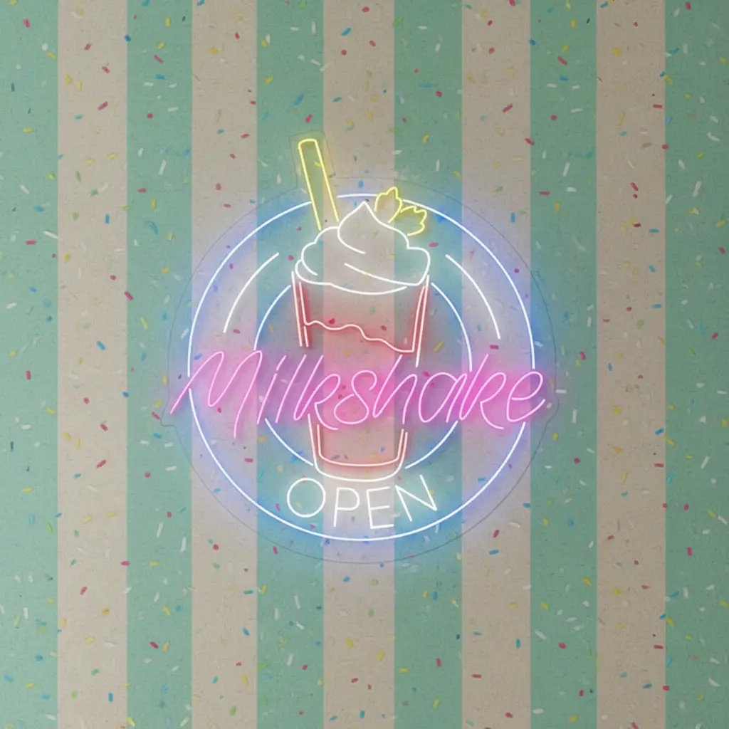 Milkshake Shop Open Neon Sign Wall Decor Sign
