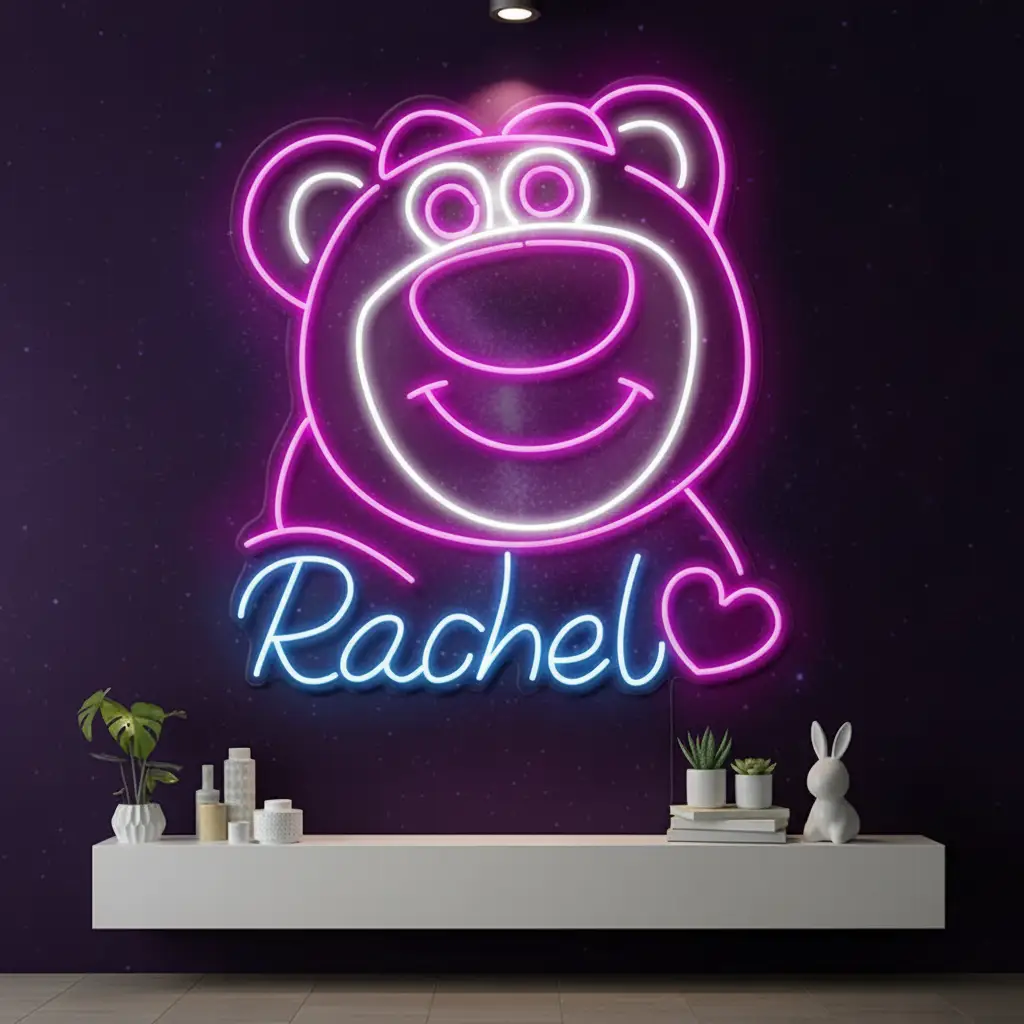 Cute Bear Neon Sign Custom Name Led Neon Sign Gift