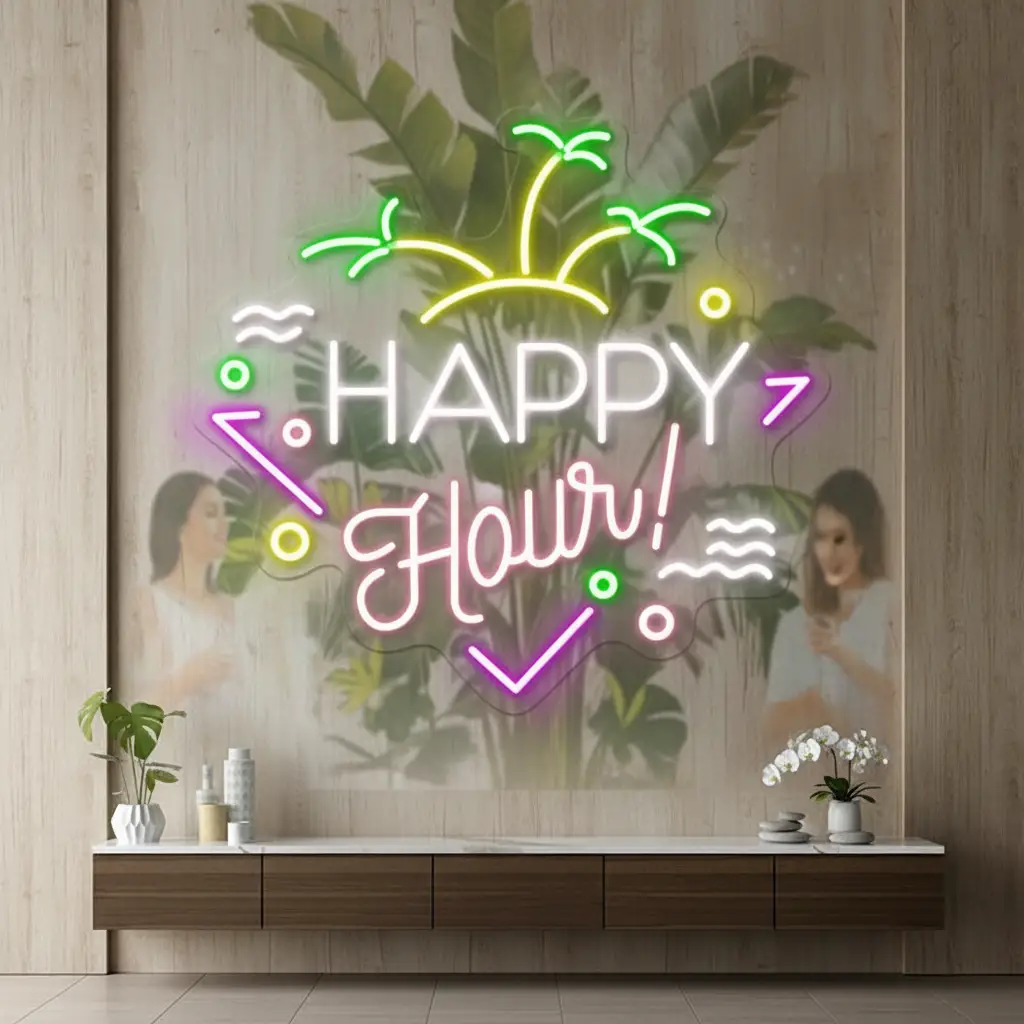 Custom Happy Hour Led Neon Sign Home Decor Sign