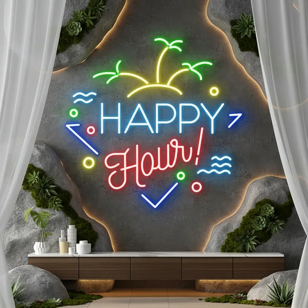 Custom Happy Hour Led Neon Sign Home Decor Sign