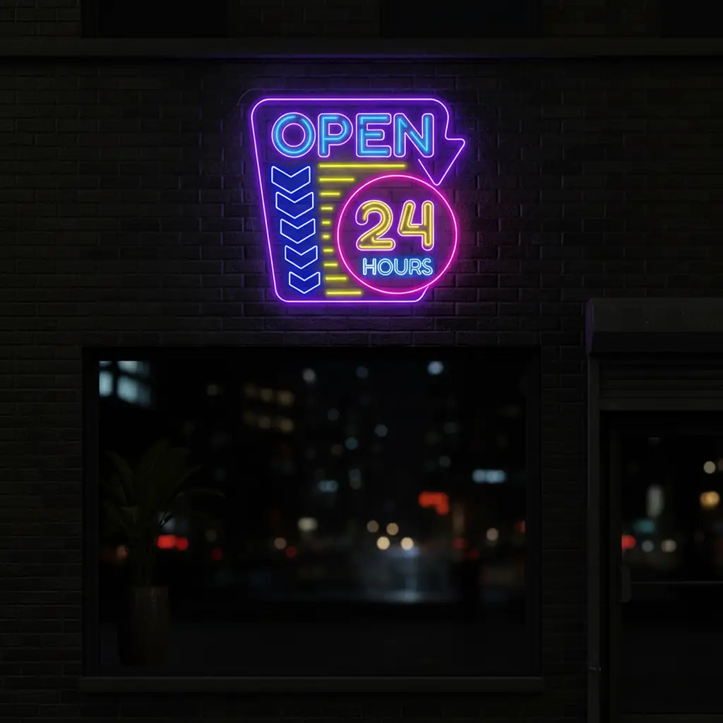 24 Hours Led Open Neon Sign Business Shop Decor Signs