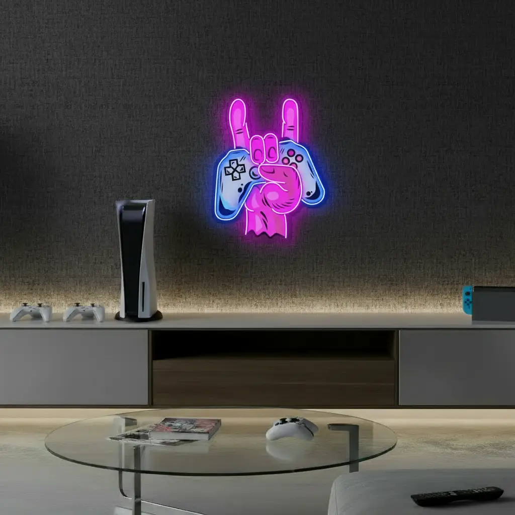 Game Hand Led Neon Sign Gaming Room Decor Sign