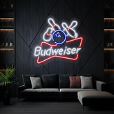 Budweiser Bowling Ball Led Neon Sign Bar Wall Decor Sign