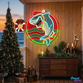 Festive Neon Sign Lights with a Shark Bite Artwork