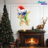 Christmas Pug in Neon Light: A Dapt Delight Neon Sign Light Artwork