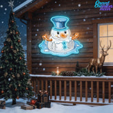 Neon Snowman Magic: Winter's Warmest Light Neon Sign Light Artwork