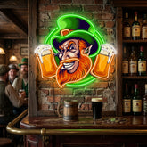 Patrick's Day Cool Goblin Smile and Beer Led Neon Acrylic Artwork