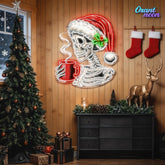 Skull & Sip: Christmas Chill Neon Sign Light Artwork