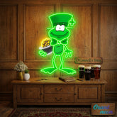 Patrick's Day Holding Money And Wearing Hat Led Neon Acrylic Artwork