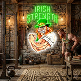 Patrick's Day Irish Goblin With Muscle Led Neon Acrylic Artwork