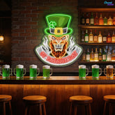 St. Patrick’s Neon Skull: Luck, Shamrocks, and Spirit Neon Sign Light Art Work
