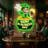 Patrick's Day Goblin Holding Beer In Money Valley Led Neon Acrylic Artwork