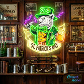 Patrick's Day Mouse Holding Beer And Cigarette Led Neon Acrylic Artwork
