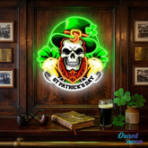 Patrick's Day Skull Wearing Hat And Beer Led Neon Acrylic Artwork