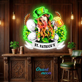 Patrick's Day Hot Woman Wearing Glass And Drinking Beer Led Neon Acrylic Artwork