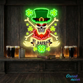 Patrick's Day Cool Skull with Hat Led Neon Acrylic Artwork