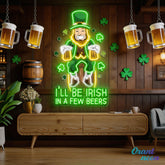 Patrick's Day Irish Goblin Drinking Beer Led Neon Acrylic Artwork