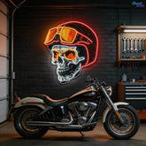 Radiant Revenant: Skull and Helmet Neon Sign Light Artwork