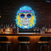 Death's Vacation: Skulls in Paradise Neon Sign Light Artwork