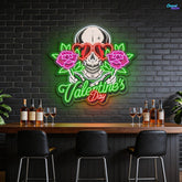 Dead Sexy Love: Skull, Rose, and Neon Vibes Best Gift For Valentine Neon Sight Light Artwork