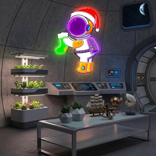 Astronaut Santa Christmas 2 Led Neon Acrylic Artwork