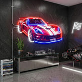 Car With A Red Stripe LED Neon Sign Light Pop Art