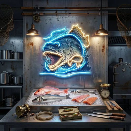 Aggressive Fish Counterattack LED Neon Sign Light Pop Art