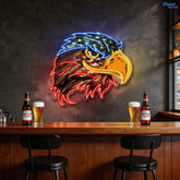 Majestic Glow: Eagle’s Flight with Flag Neon Sign