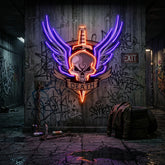 Angry Military Skull Wings LED Neon Sign Light Pop Art