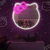 Anime Cat Mirror Neon Sign for Wall Decor Girls Dresser Decor