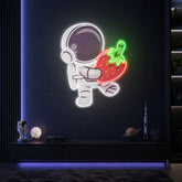 Astronaut Holding Strawberry Led Neon Acrylic Artwork