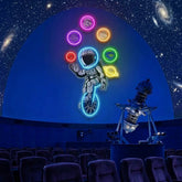 Astronaut Juggling Circus Galaxy Planets Artwork Led Neon Sign Light