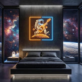 Astronaut Playing Guitar On Moon Artwork Led Neon Sign Light