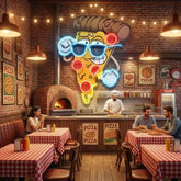 Cute Slice Of Cartoon Pizza Artwork Led Neon Sign Light
