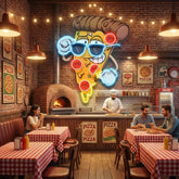 Cute Slice Of Cartoon Pizza Artwork Led Neon Sign Light