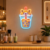 Boba Milktea Dog Led Neon Acrylic Artwork