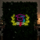 Book Graduation Cap Flower Led Neon Sign