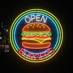 Burger Shop Open Led Neon Sign