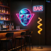 Cool Skull Wearing Glasses Color Pop Neon Sign Light Artwork