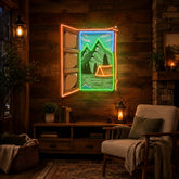 Camping on Hills LED Neon Sign Light Pop Art