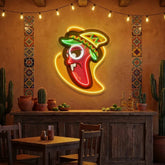Cartoon Mexican Chili Peppers Artwork Led Neon Sign Light