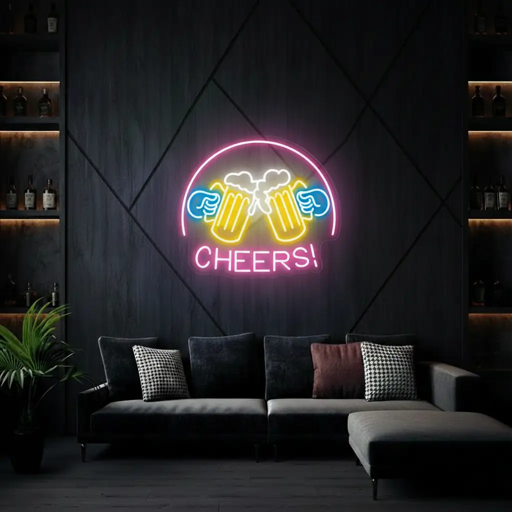 Beer Cheers Neon Signs Lights Bar Art Wall Decor
