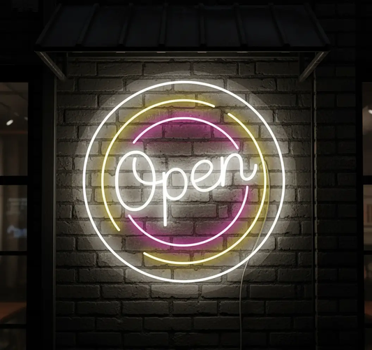 Circle Colorful Open Neon Sign Shop Decor Led Sign