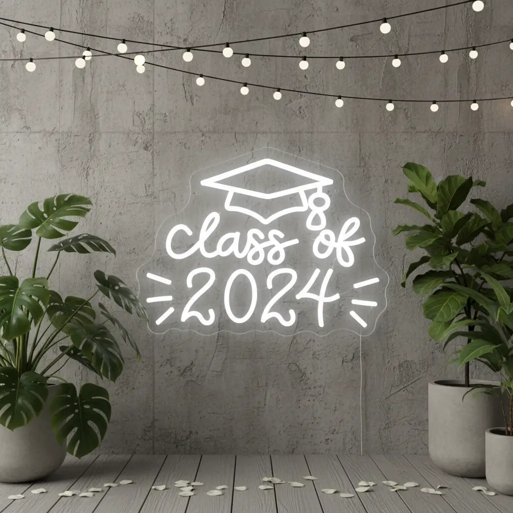 Class of 2025 Hat LED Neon Sign Grad Prom Party Decor Sign